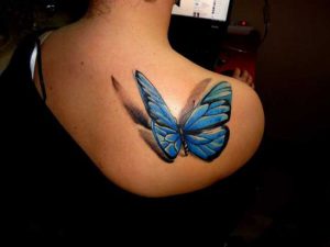 mariposa azul tatoo natural